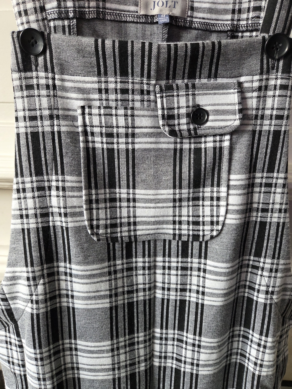 Jolt Black & White Plaid Overall Pinafore Size M - Picture 3 of 8